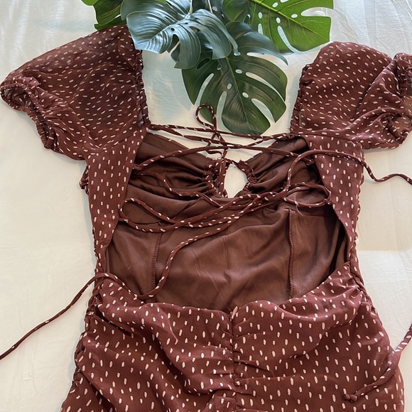 🤎 Brown Chiffon Dress - Picture 6 of 10